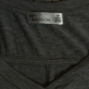 89th & Madison Charcoal Grey V-Neck Shirt